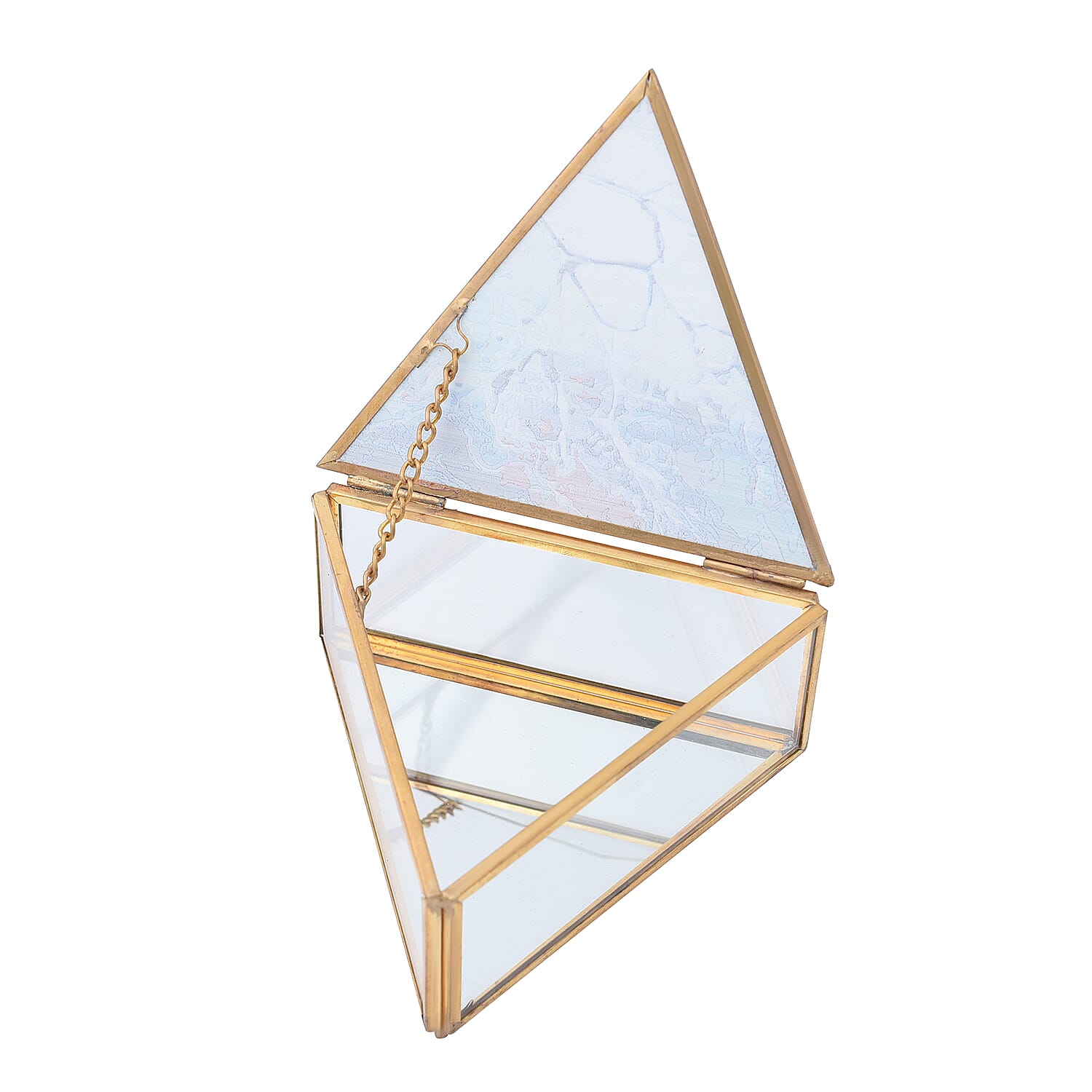 Triangle Shaped Abstract Pattern Jewellery Box - White, Red & Blue