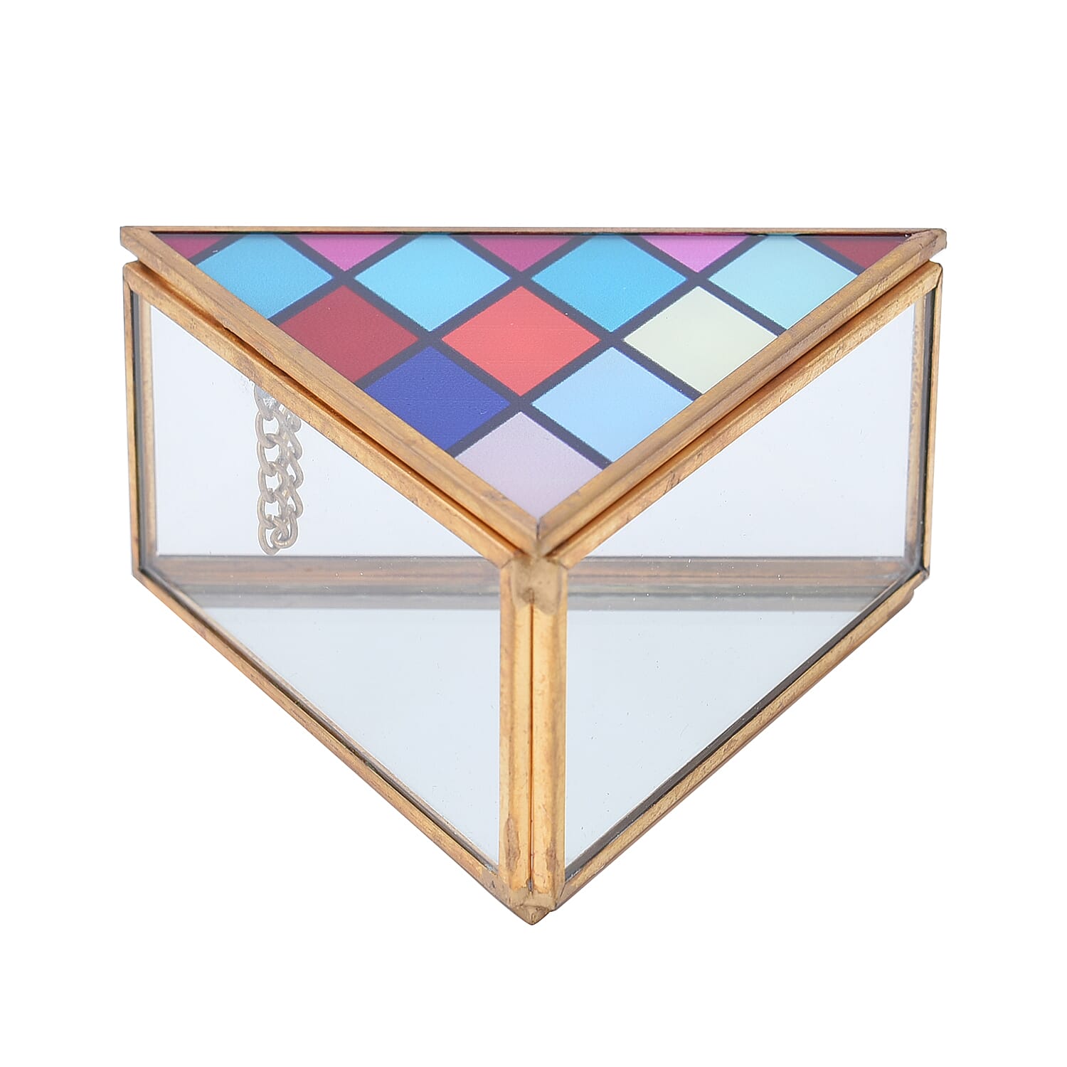 Triangle Shaped Diamond Pattern Jewellery Box (Size 10x10x5 Cm) - Purple, Red - Blue