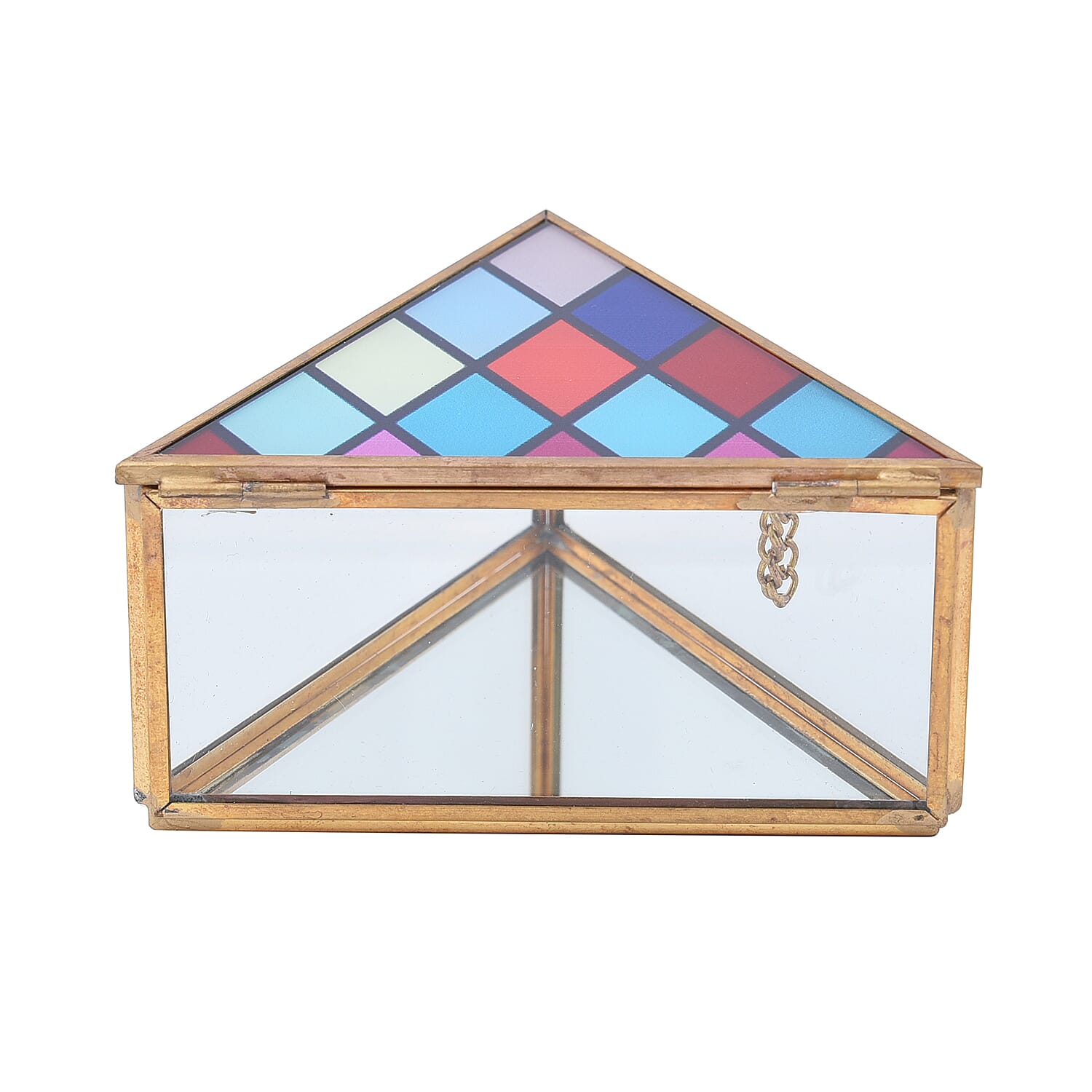 Triangle Shaped Diamond Pattern Jewellery Box (Size 10x10x5 Cm) - Purple, Red - Blue