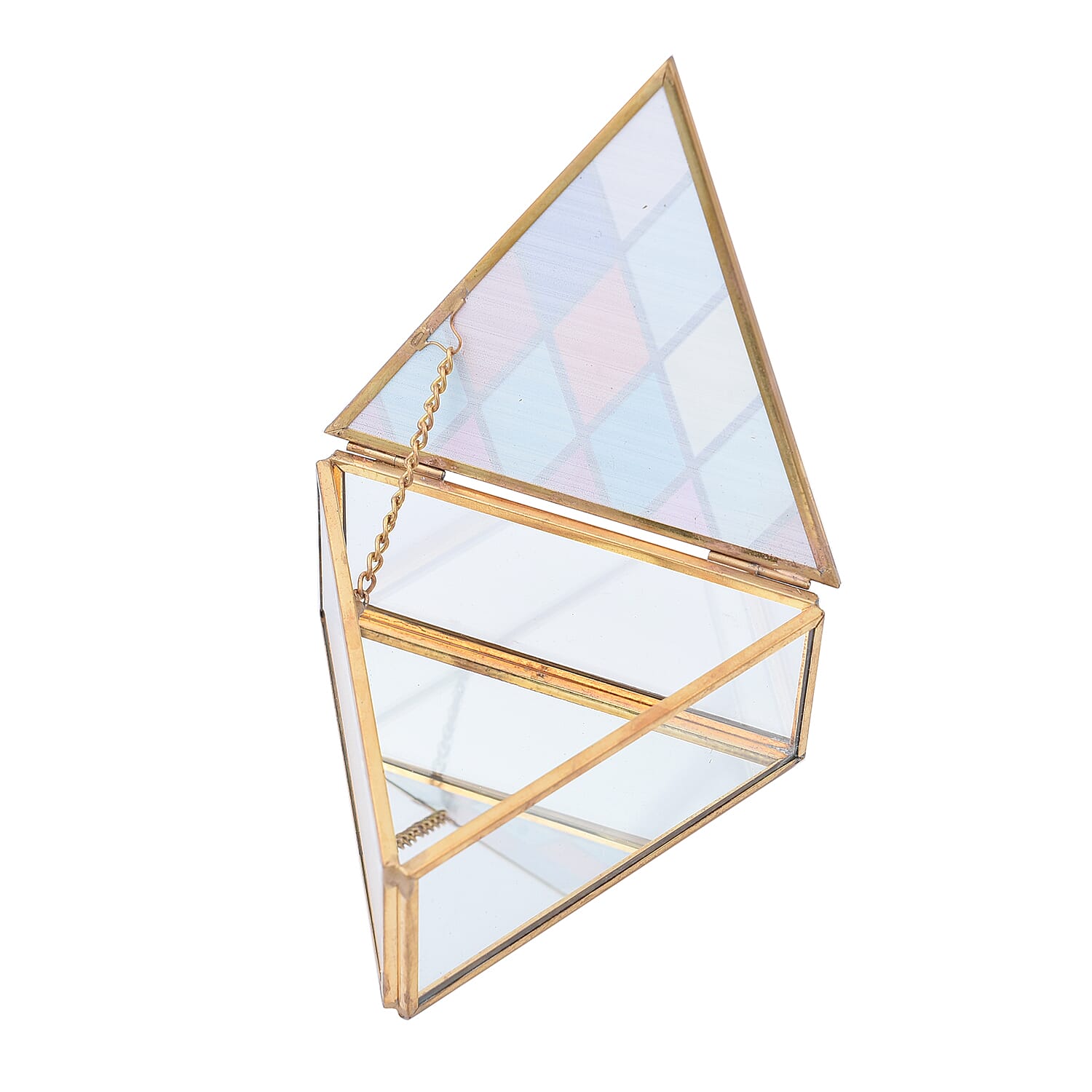 Triangle Shaped Diamond Pattern Jewellery Box (Size 10x10x5 Cm) - Purple, Red - Blue