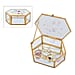 Hexagon Shaped Floral Pattern Jewellery Box - White, Yellow & Red