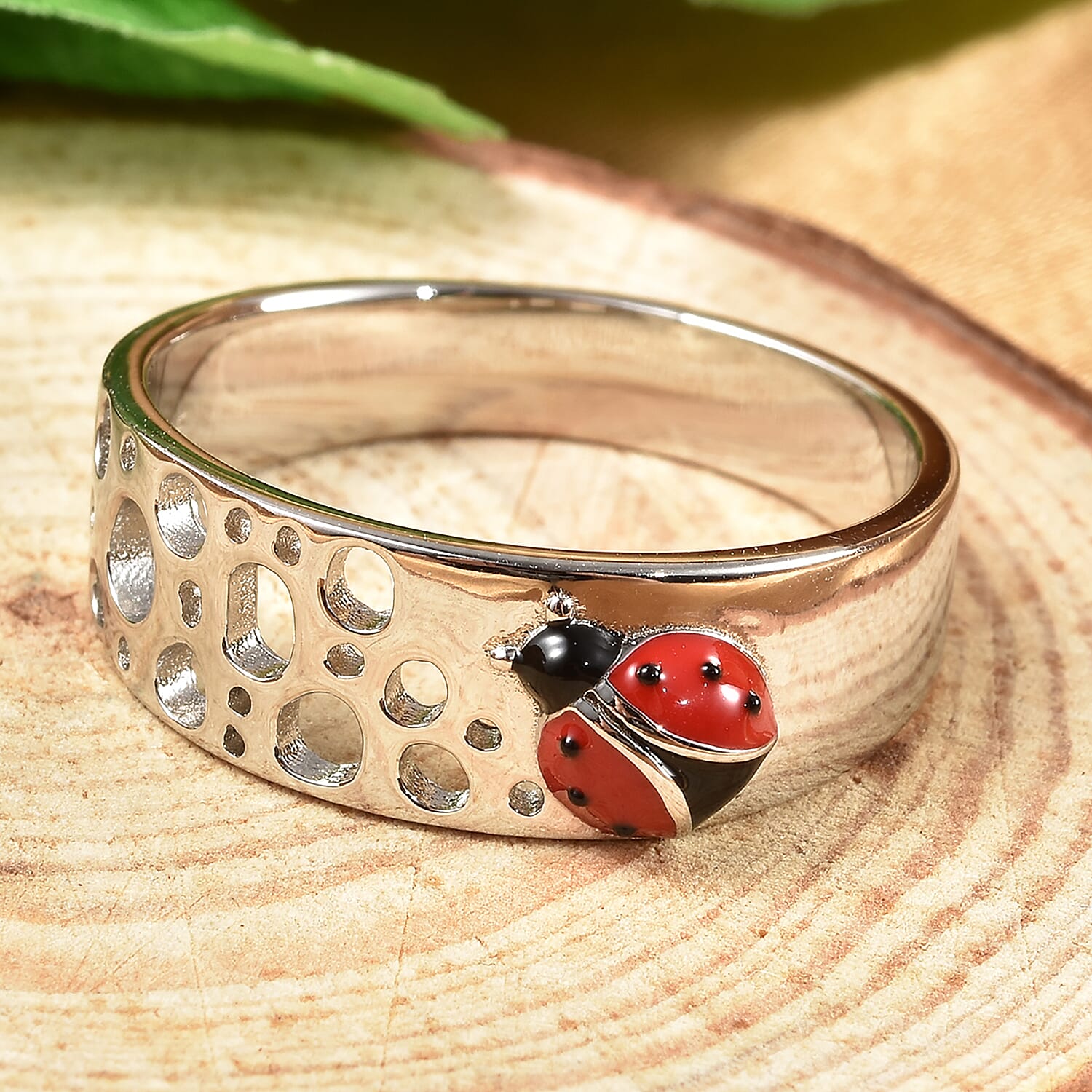 RACHEL GALLEY Rhodium Overlay Sterling Silver Enamelled Ring