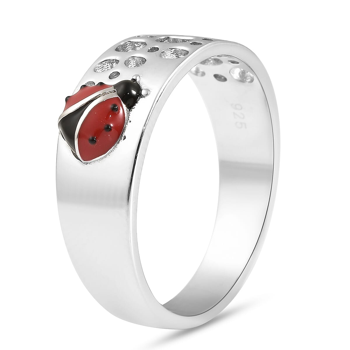 RACHEL GALLEY Rhodium Overlay Sterling Silver Enamelled Ring