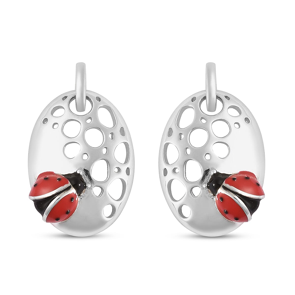 RACHEL GALLEY Rhodium Overlay Sterling Silver Enamelled Earrings with Push Back