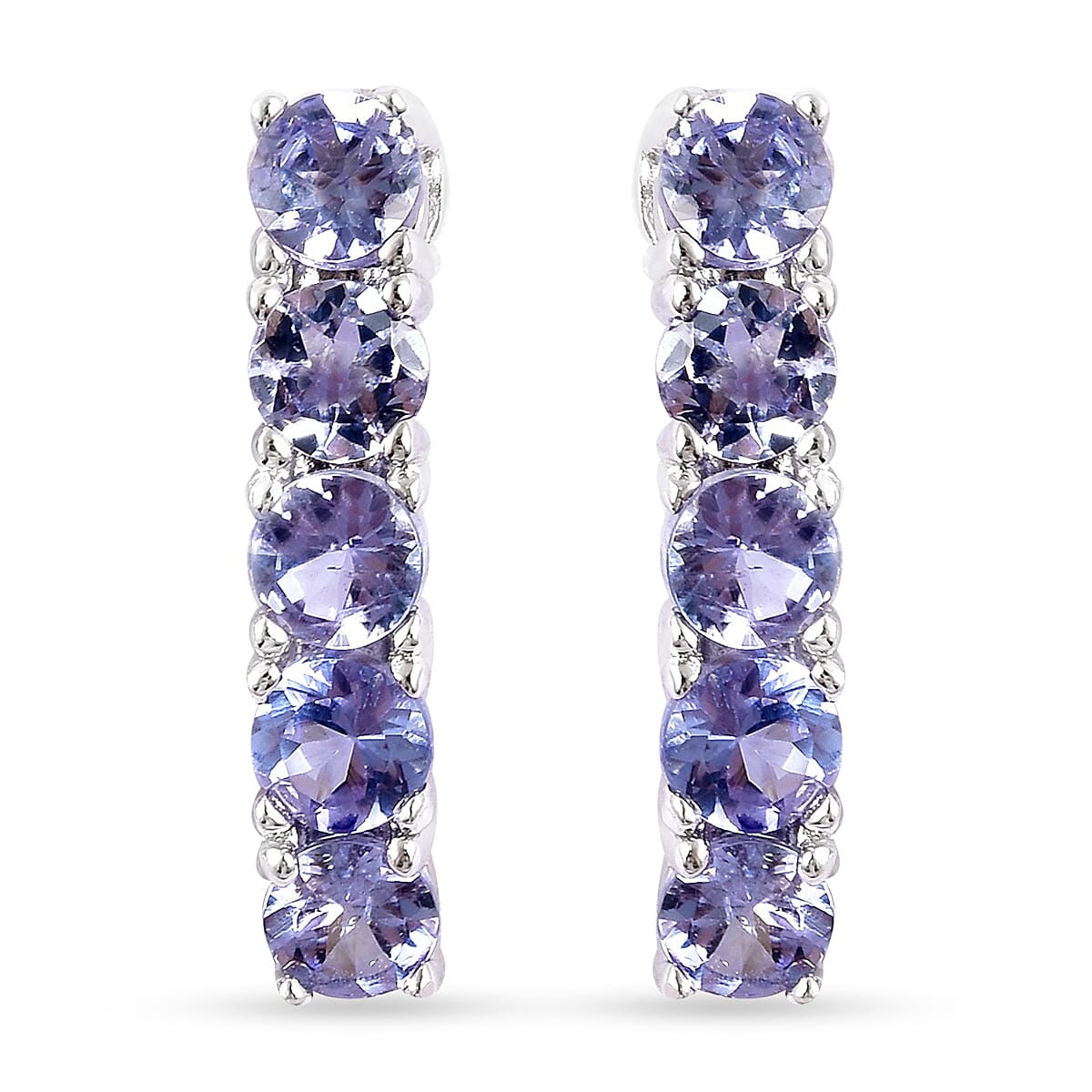 Tanzanite Earrings (with Clasp) in Rhodium Overlay Sterling Silver 1.25 Ct.