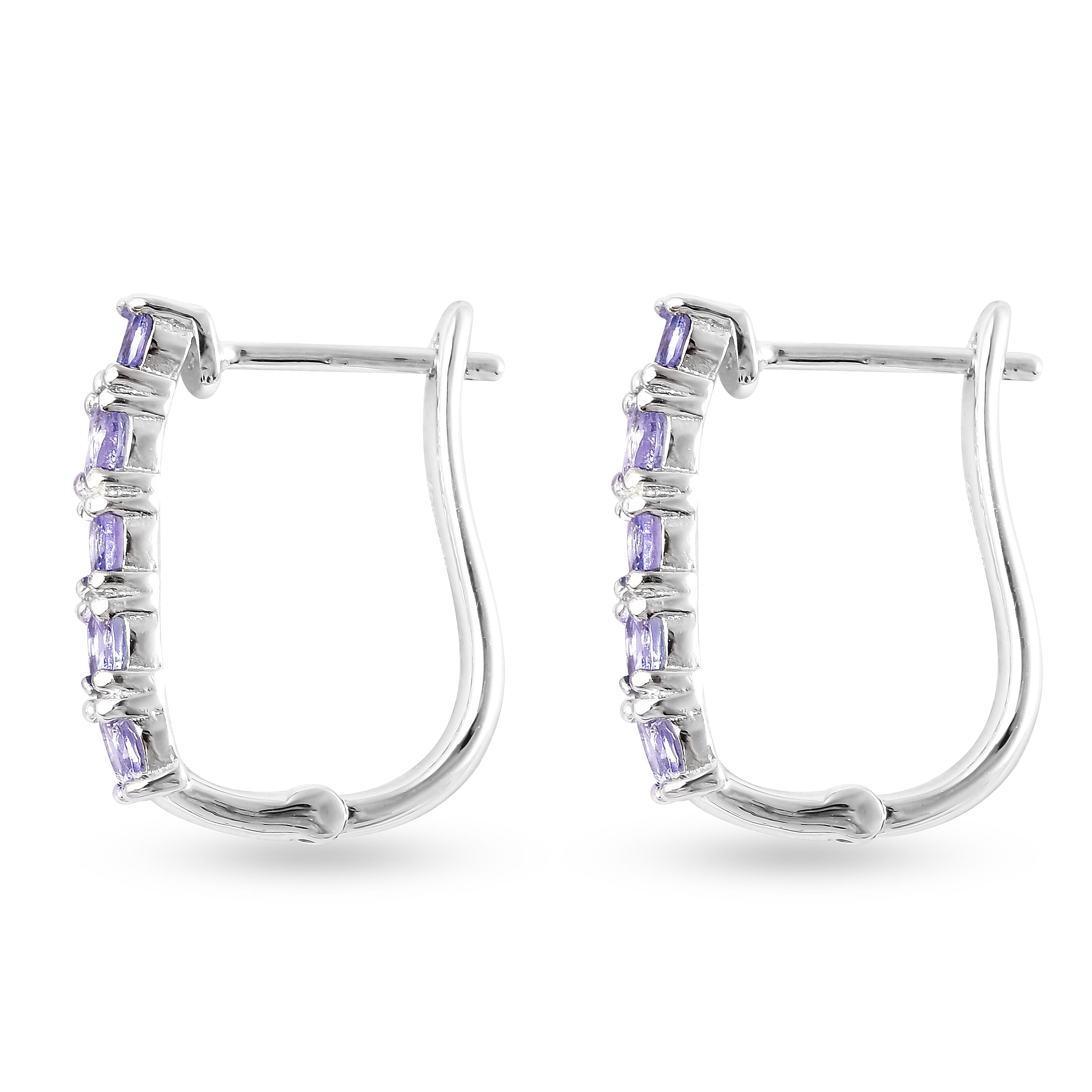 Tanzanite Earrings (with Clasp) in Rhodium Overlay Sterling Silver 1.25 Ct.