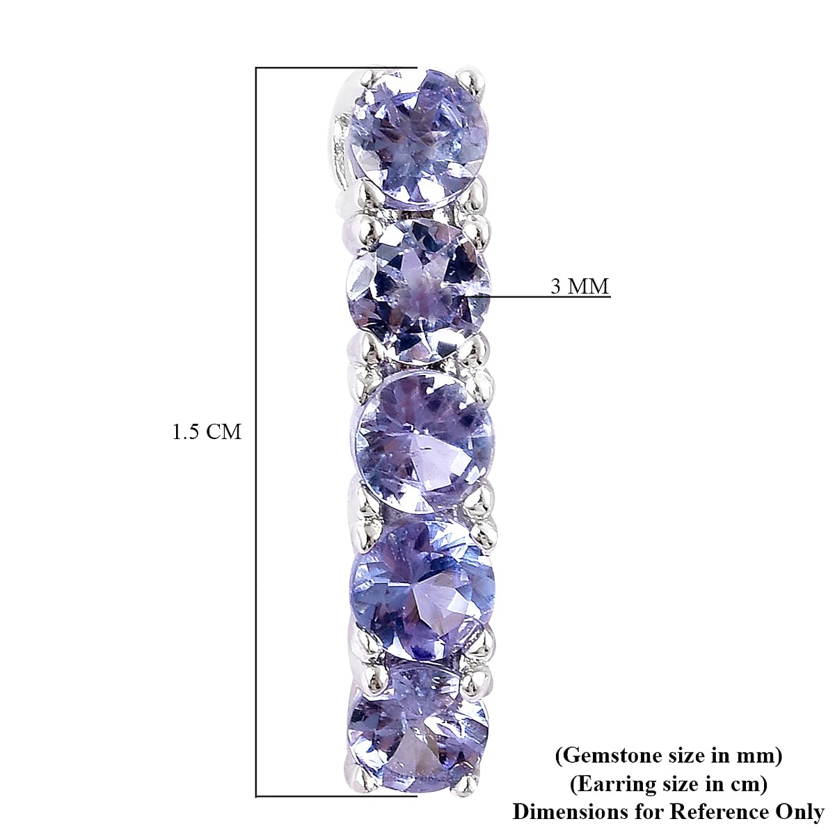 Tanzanite Earrings (with Clasp) in Rhodium Overlay Sterling Silver 1.25 Ct.