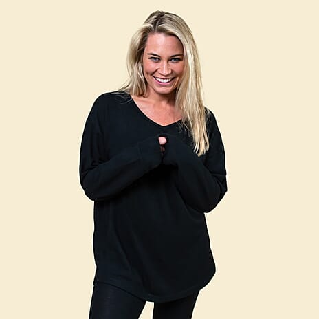 TAMSY Casual Long Sleeves Top (Size 14) - Black