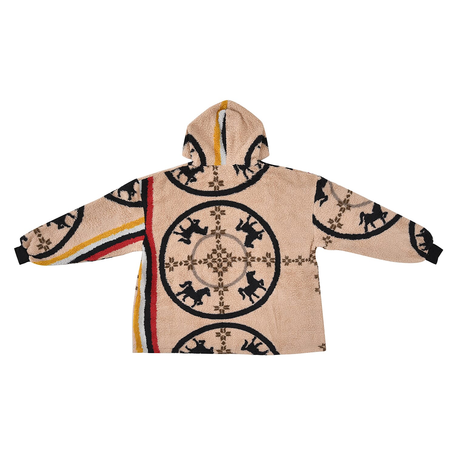 Abstract and Tribal Printed Sherpa Fabric Hoodie - Pink
