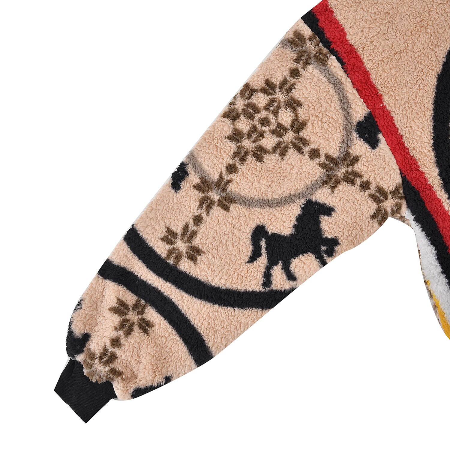 Abstract and Tribal Printed Sherpa Fabric Hoodie - Pink