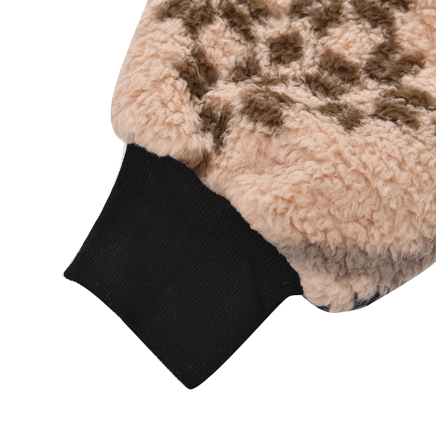 Abstract and Tribal Printed Sherpa Fabric Hoodie - Pink