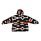 Abstract and Tribal Printed Sherpa Fabric Hoodie - Black
