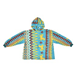 Abstract and Tribal Printed Sherpa Fabric Hoodie - Multicolour