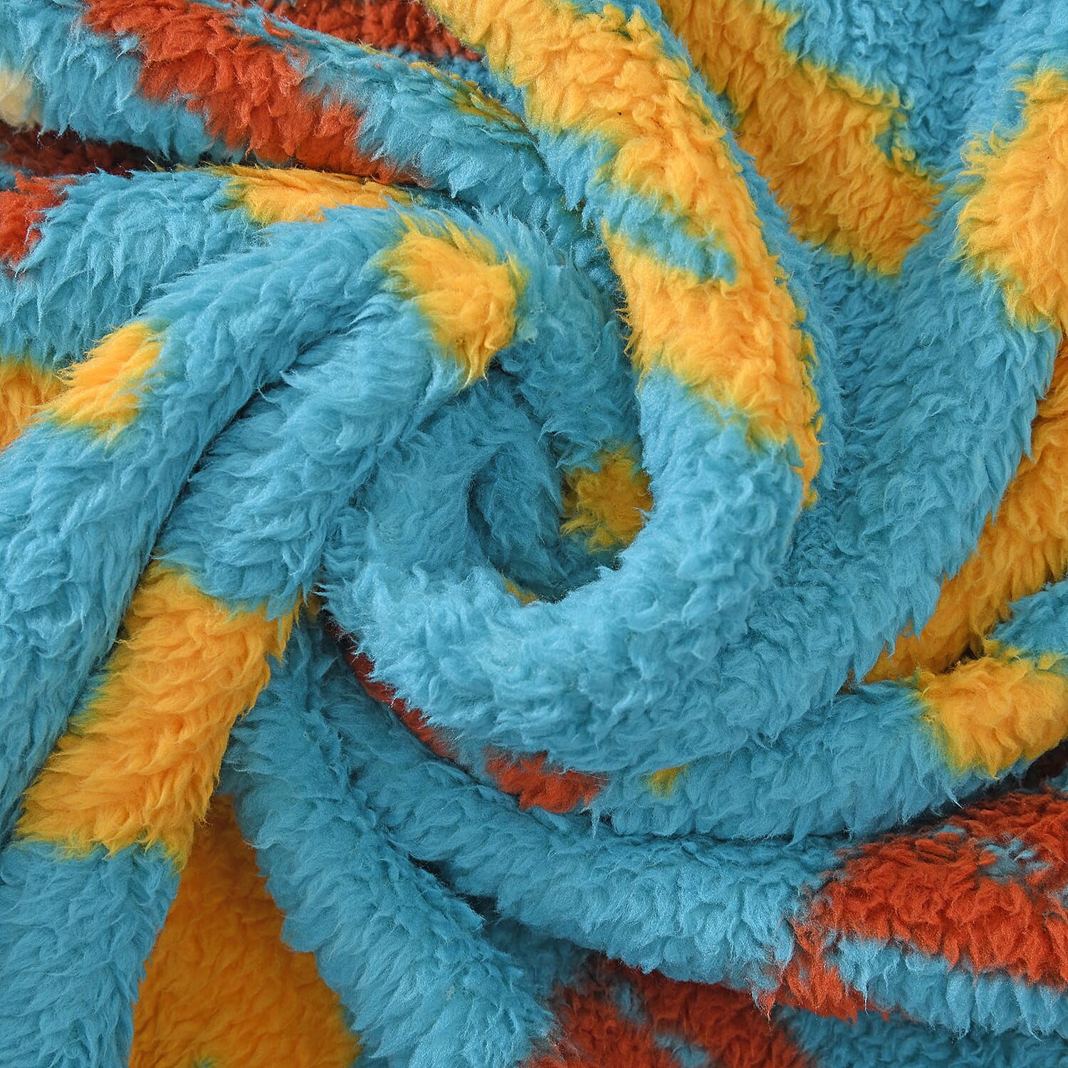 Luxurious Super Soft Sherpa Blanket Hoodie (Over Sized - 194x98 Cm) - Pale Blue & Multi