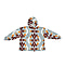 Abstract and Tribal Printed Sherpa Fabric Hoodie - Blue