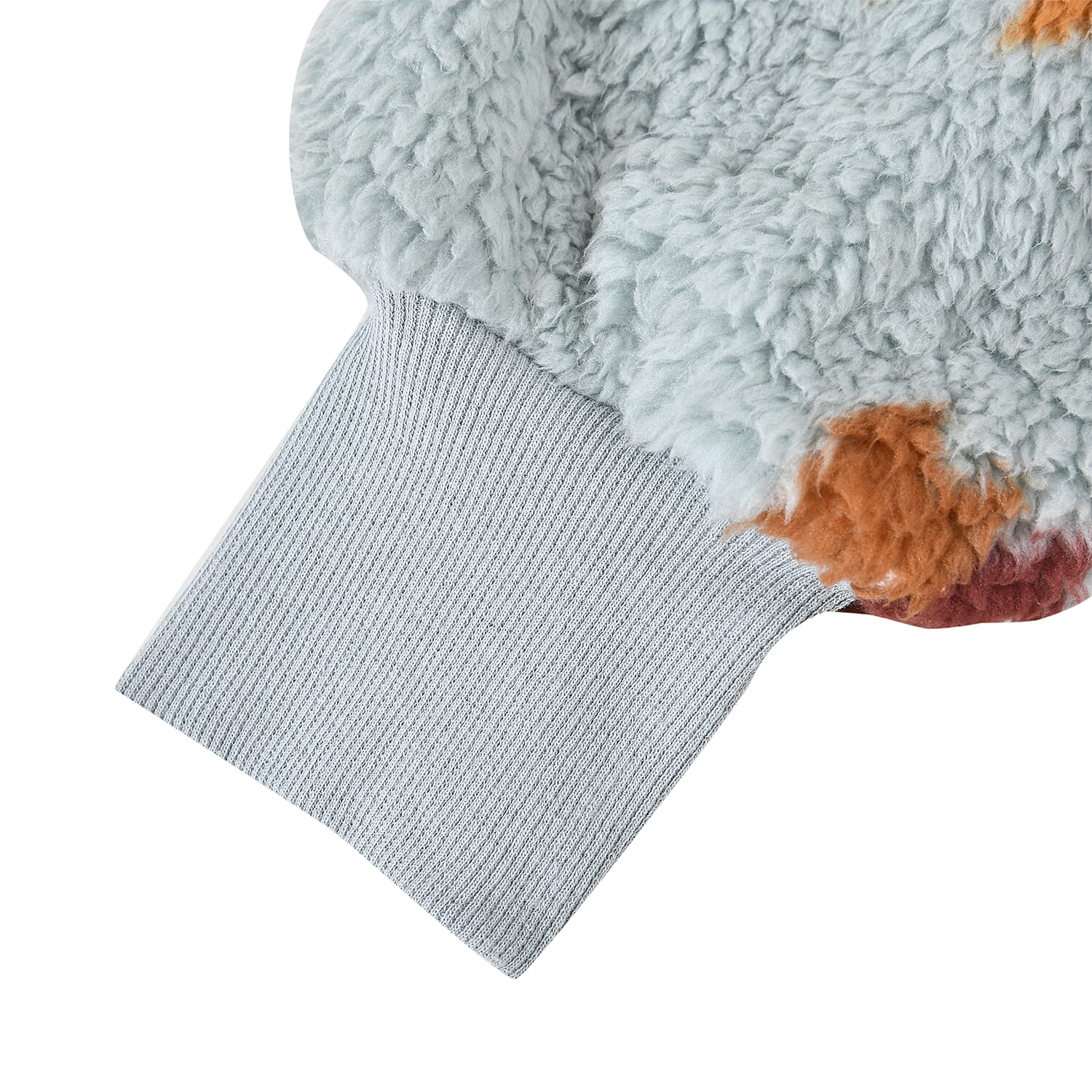 Luxurious Super Soft Sherpa Blanket Hoodie (Over Sized -194x98 Cm) - Pastel Blue & Multi