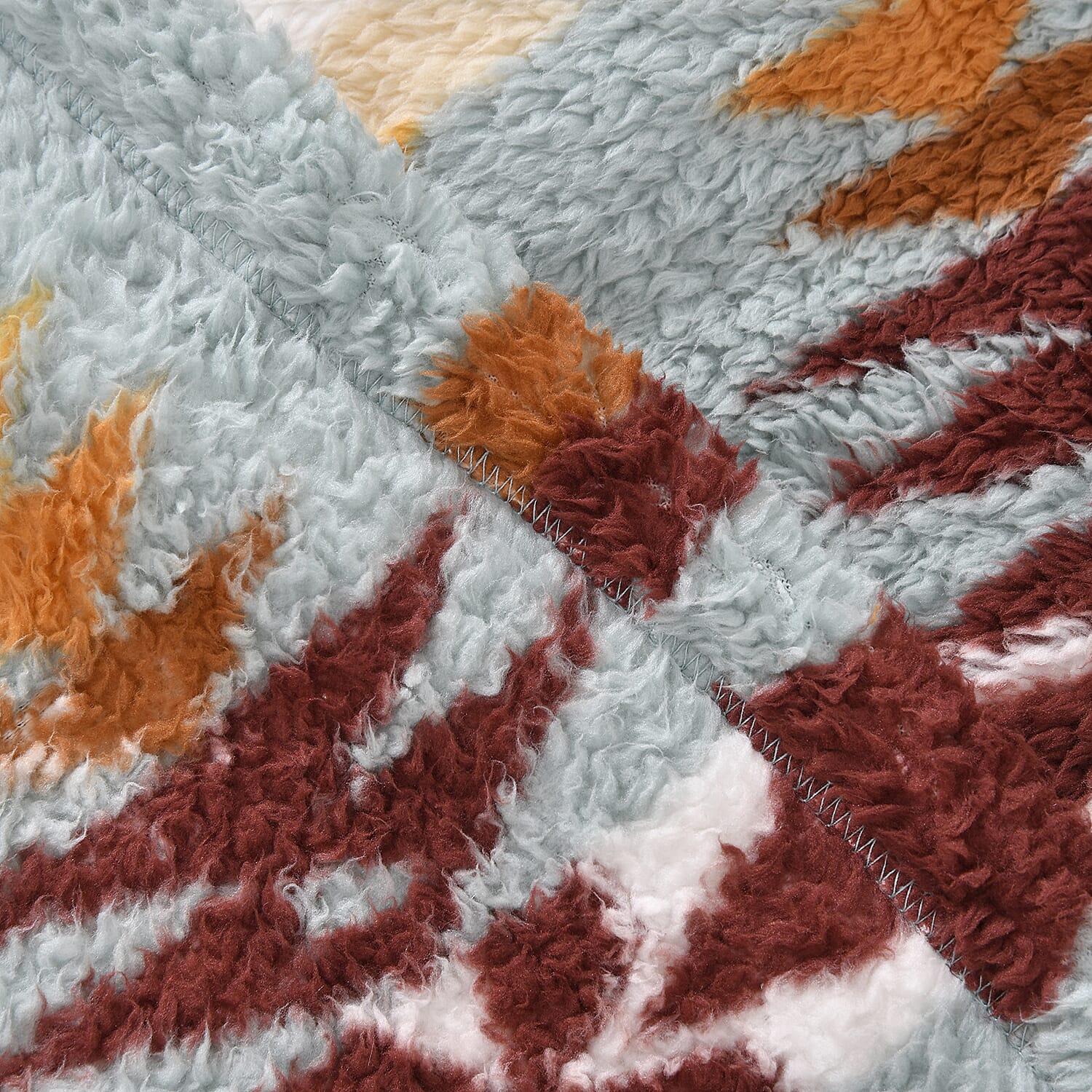 Luxurious Super Soft Sherpa Blanket Hoodie (Over Sized -194x98 Cm) - Pastel Blue & Multi