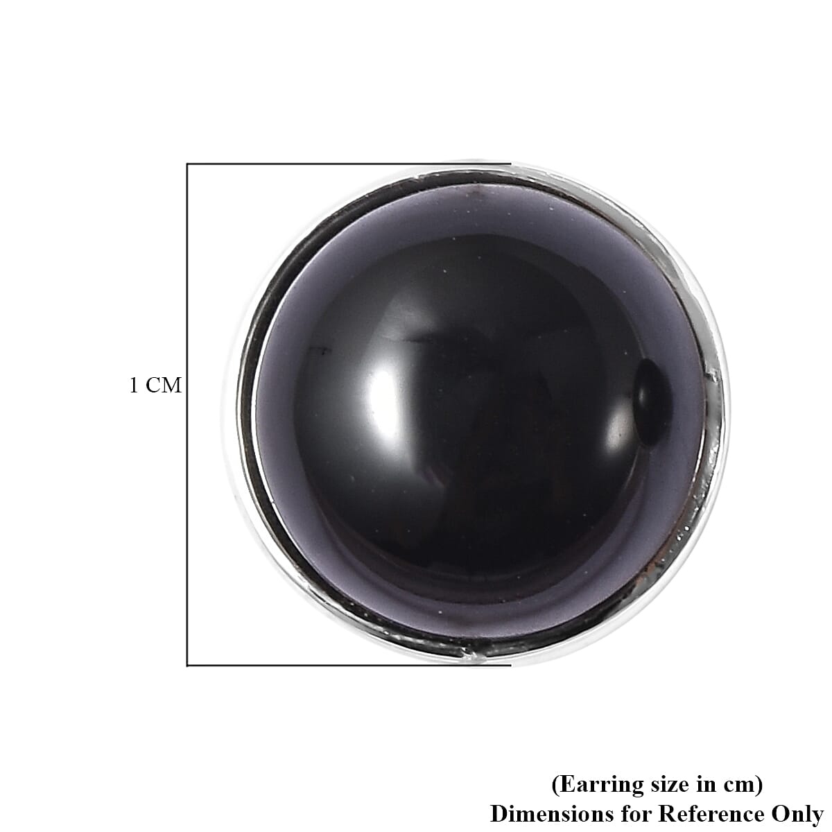 Black Onyx Stud Earrings (with Push Back) in Rhodium Overlay Sterling Silver