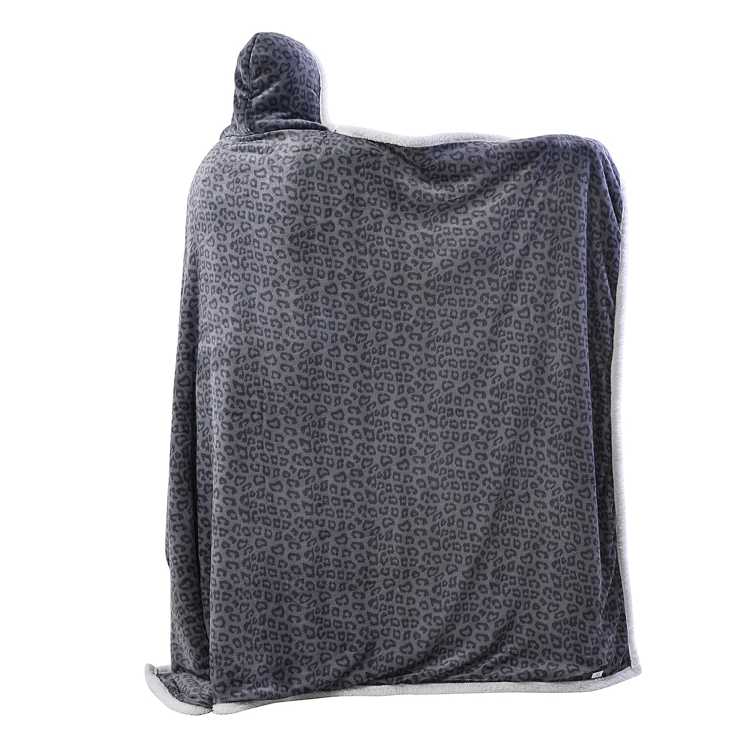 Comfortable Leopard Pattern Hoodie Blanket - Grey