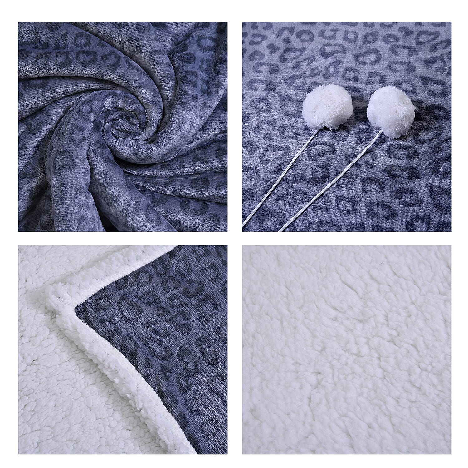 Comfortable Leopard Pattern Hoodie Blanket - Grey