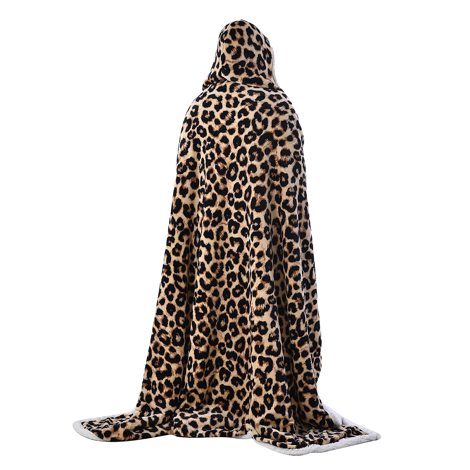 Comfortable Leopard Pattern Hoodie Blanket (Size 200x145Cm) - Brown