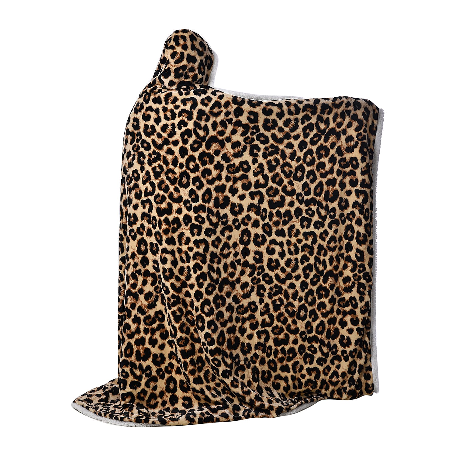 Comfortable Leopard Pattern Hoodie Blanket (Size 200x145Cm) - Brown