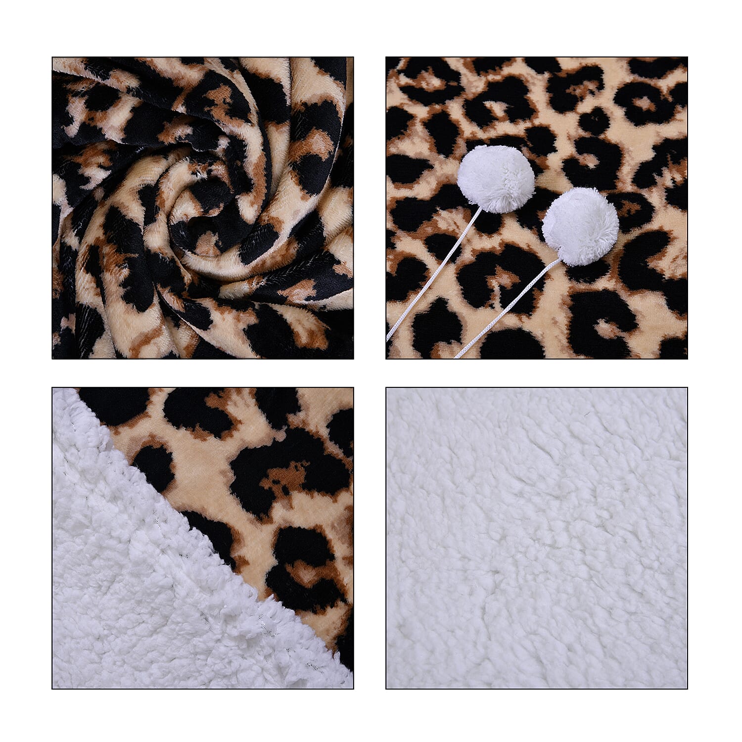Comfortable Leopard Pattern Hoodie Blanket (Size 200x145Cm) - Brown