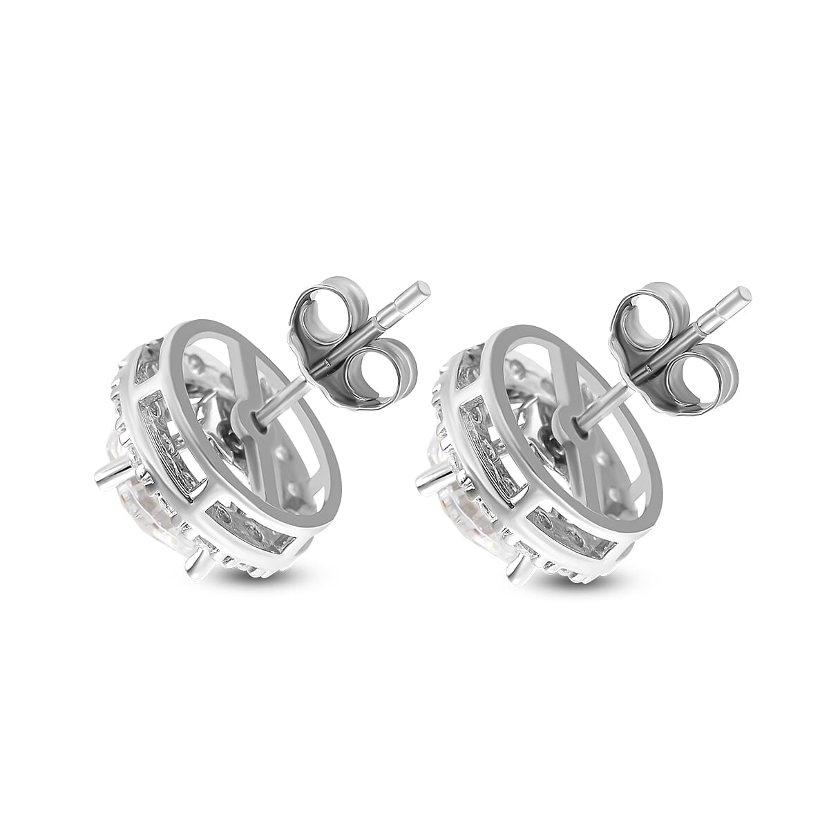 NY Closeout - ELANZA Cubic Zirconia Detachable Earrings (with Push Back) in Rhodium Overlay Sterling Silver