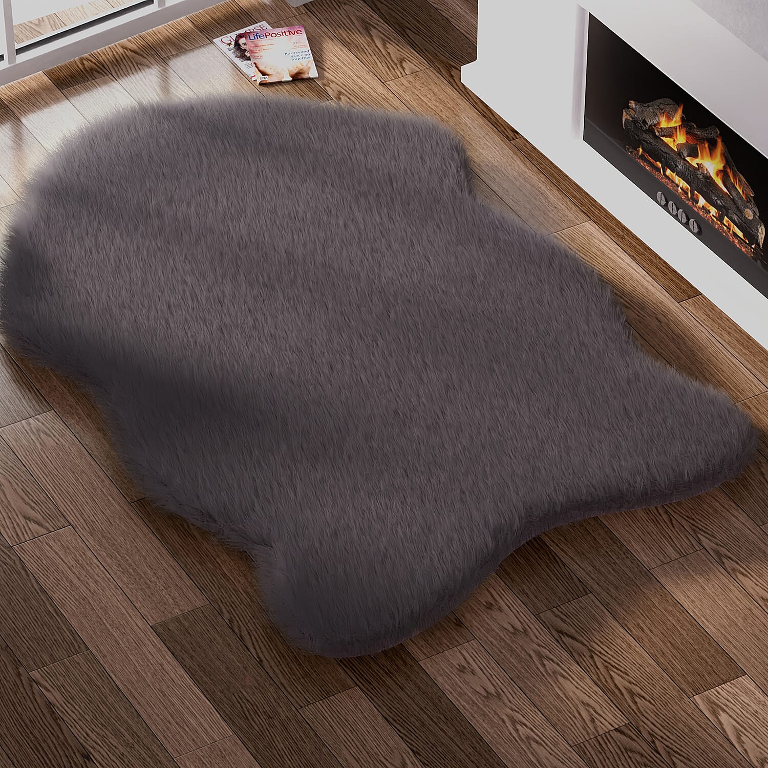 Supersoft High Pile Faux Fur Rug (Size 230x160cm) - Grey