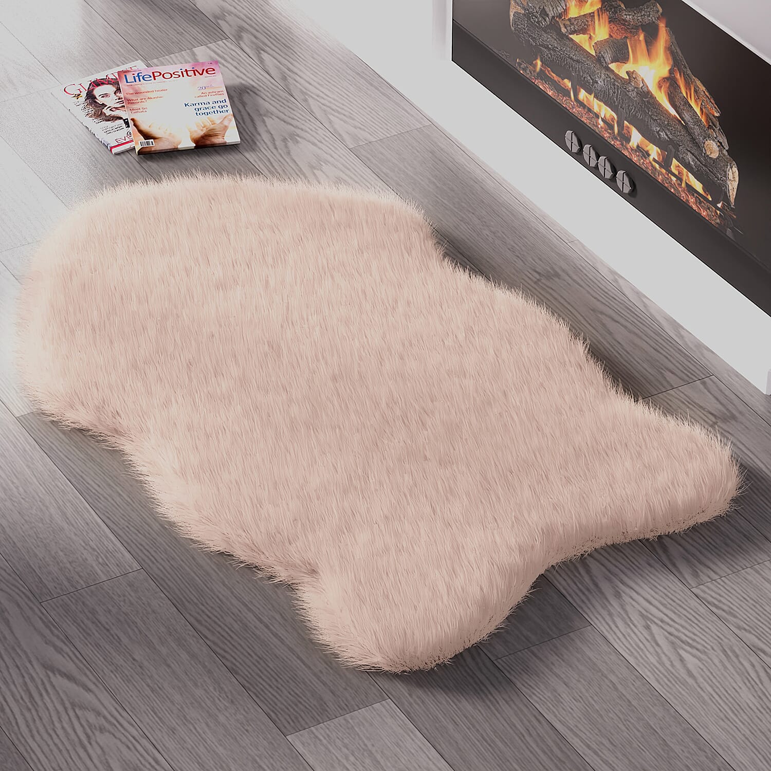 Supersoft High Pile Faux Sheep Skin Fur Rug (Size 170x100cm) - Beige