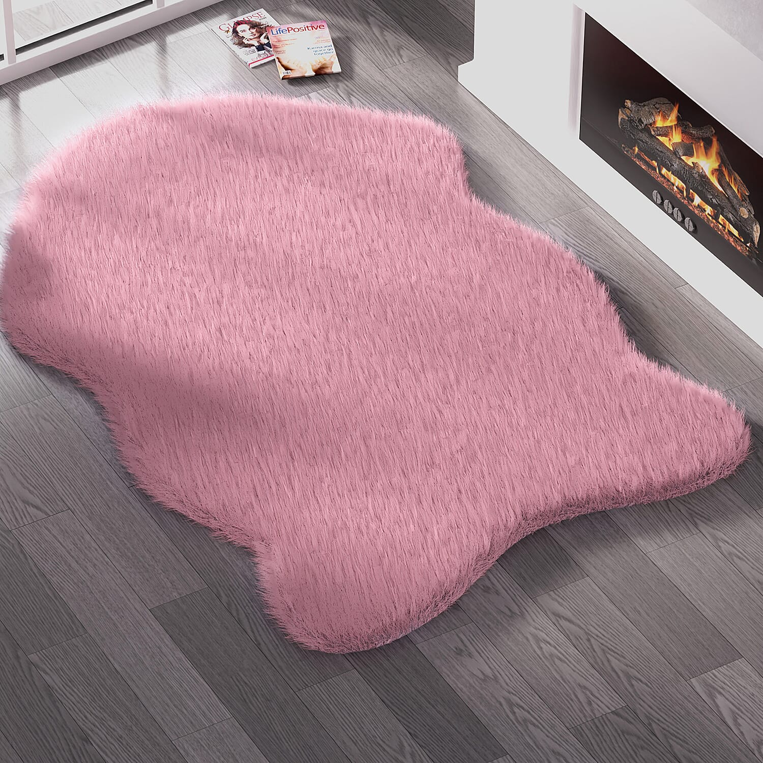 Supersoft High Pile Faux Fur Rug (Size 160x230cm) - Pink
