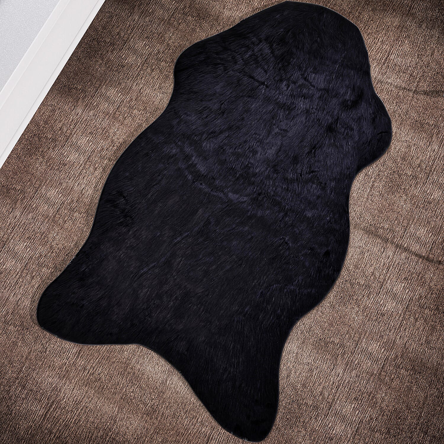 Supersoft High Pile Faux Fur Rug (Size 180x100cm) - Black