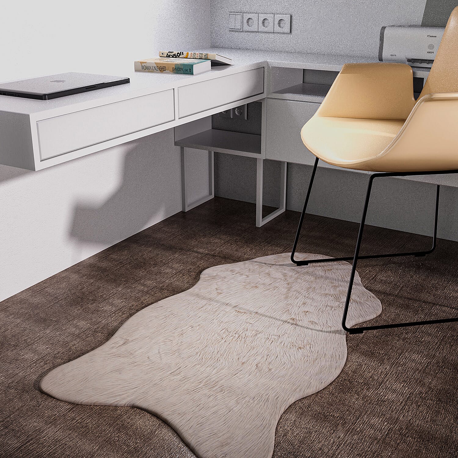 TJC Supersoft High Pile Faux Sheep Skin Fur Rug (Size 180x100cm) - Cream