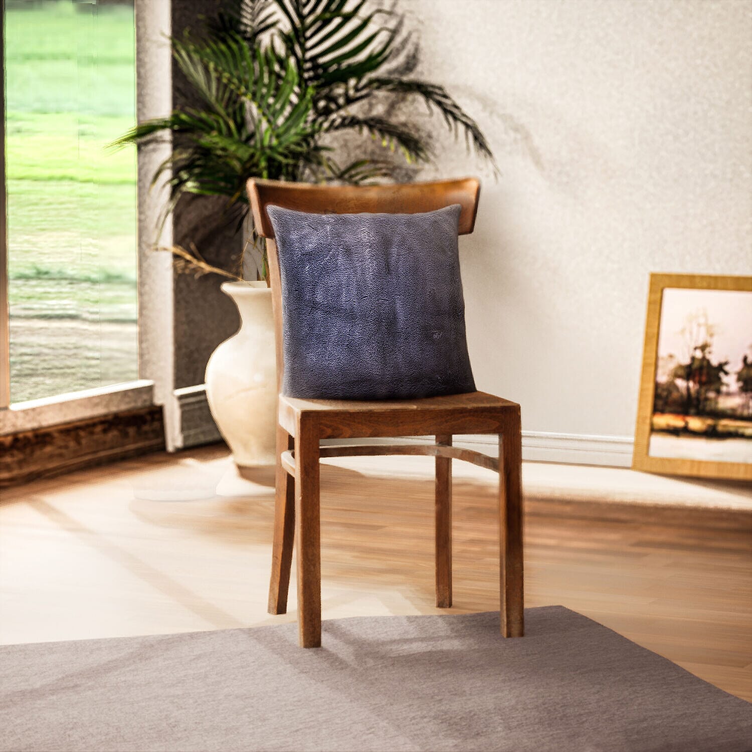 TJC Faux Fur Cushion Cover (Size 45 Cm) - Grey