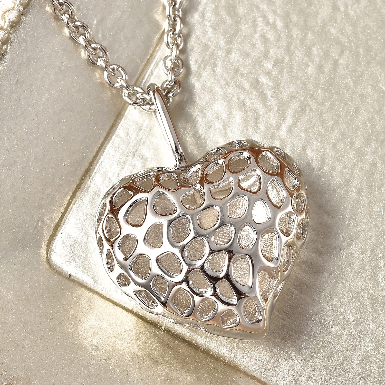 RACHEL GALLEY Amore Collection - Rhodium Overlay Sterling Silver Pendant with Chain (Size 18 with 2 inch Extender), Silver Wt. 9.35 Gms