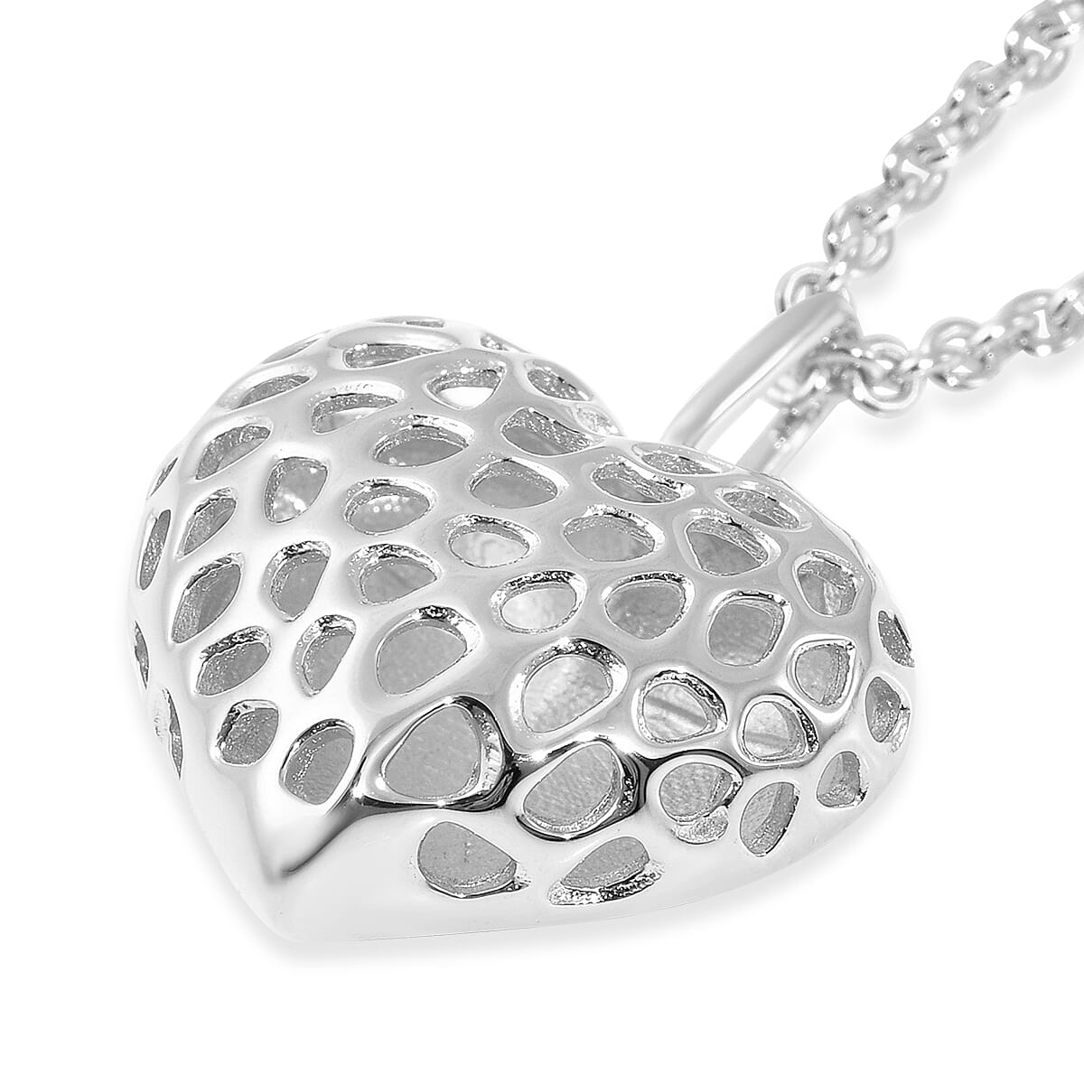 RACHEL GALLEY Amore Collection - Rhodium Overlay Sterling Silver Pendant with Chain (Size 18 with 2 inch Extender), Silver Wt. 9.35 Gms