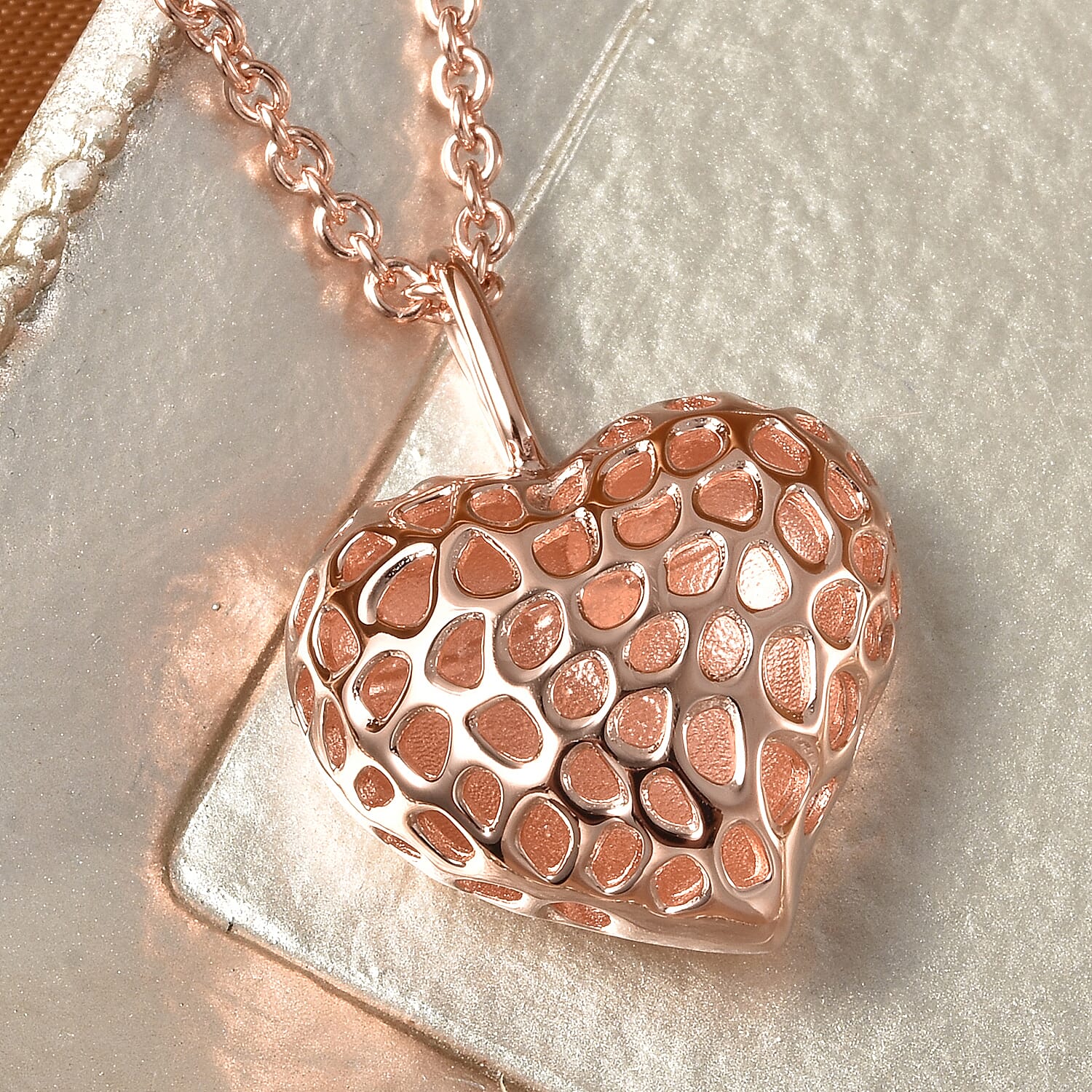 RACHEL GALLEY Amore Collection - Rose Gold Overlay Sterling Silver Pendant with Chain (Size 18 with 2 inch Extender), Silver Wt. 9.34 Gms