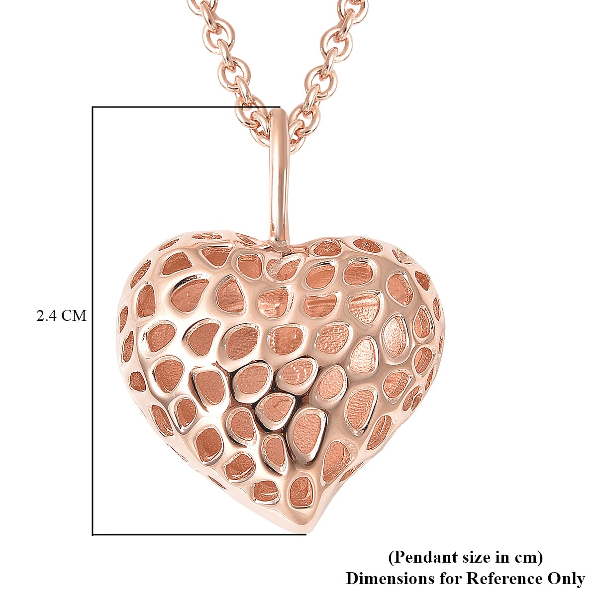 RACHEL GALLEY Amore Collection - Rose Gold Overlay Sterling Silver Pendant with Chain (Size 18 with 2 inch Extender), Silver Wt. 9.34 Gms