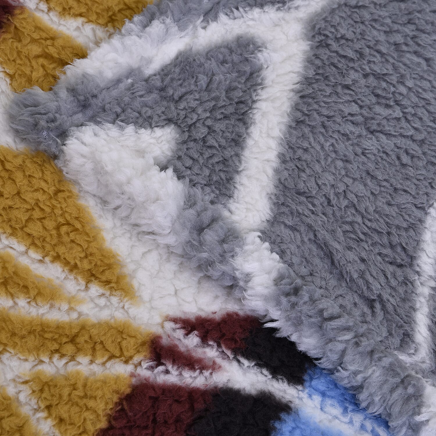TJC Soft Sherpa Blanket (Size 200x150Cm) - Grey & Multi