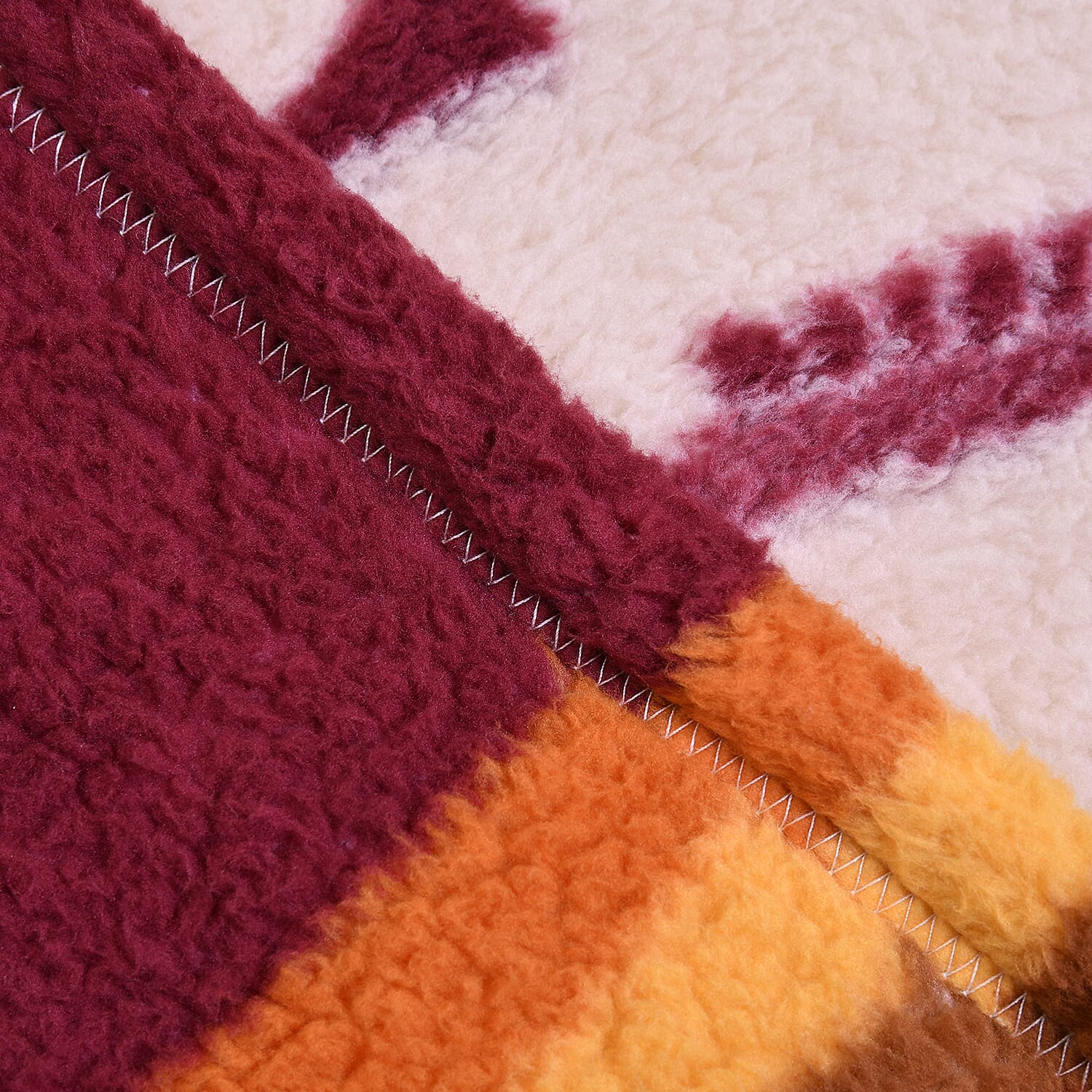 Tribal Pattern Sherpa Blanket (Size 200x150Cm) - Burgundy