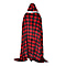 Monster Deal  Christmas Checkered Pattern Hoodie Sherpa Blanket  Red and Black
