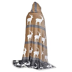 Monster Deal  Christmas Checkered Pattern Hoodie Sherpa Blanket  Red and Black