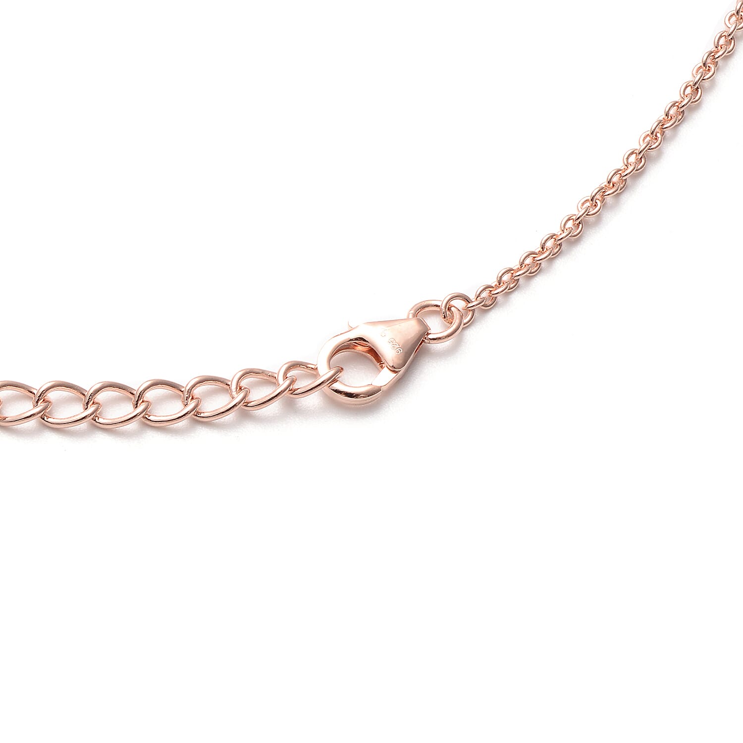 Lucy Q Splash Collection -  African Ruby (FF) Necklace (Size:16 with 4 inch Extender) in Rose Gold Overlay Sterling Silver 2.56 Ct, Silver wt. 18.40 Gms