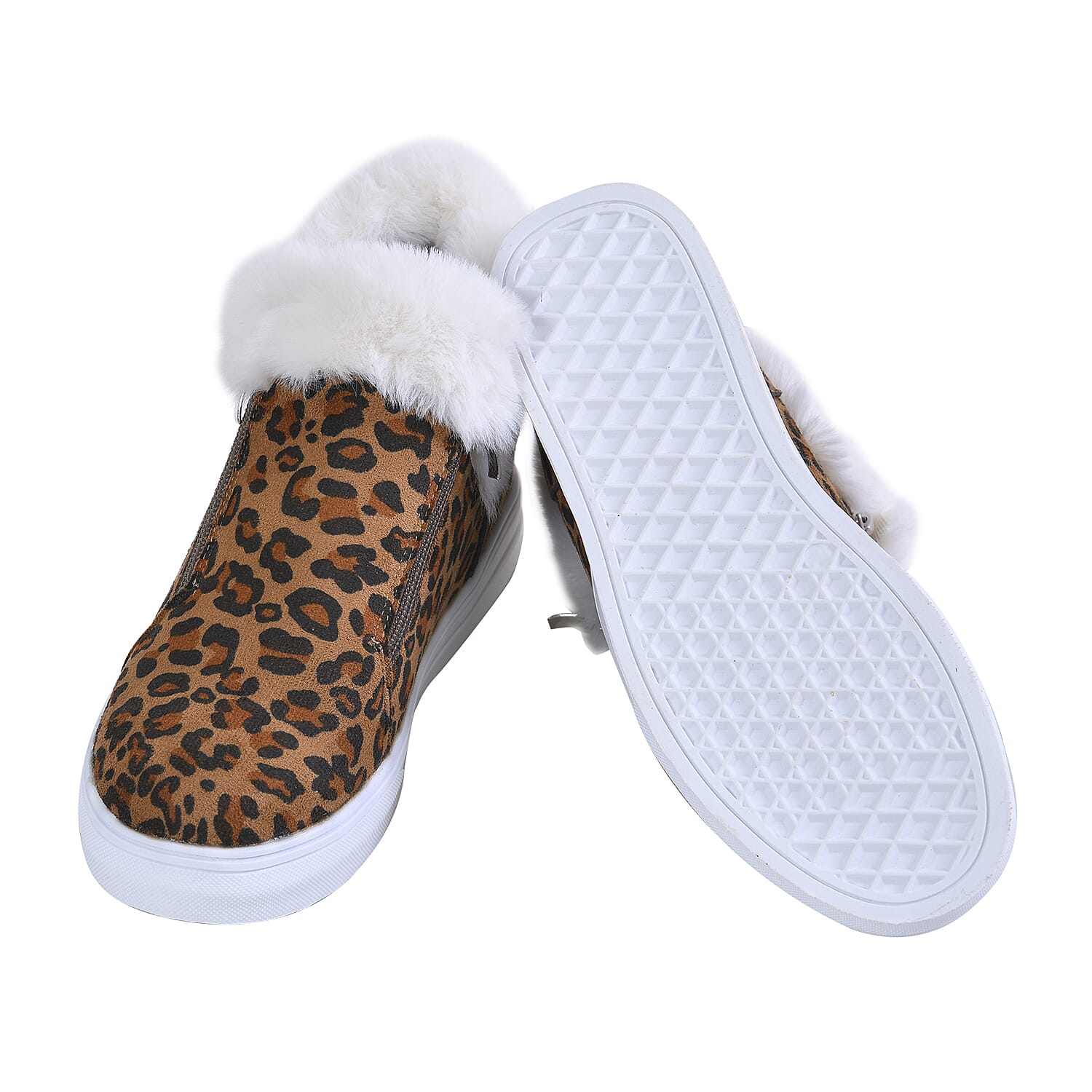 Faux Fur Wedge Trainer Boot - Black