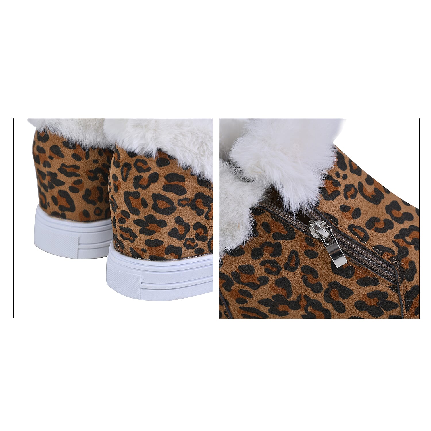 Faux Fur Wedge Trainer Boot - Black