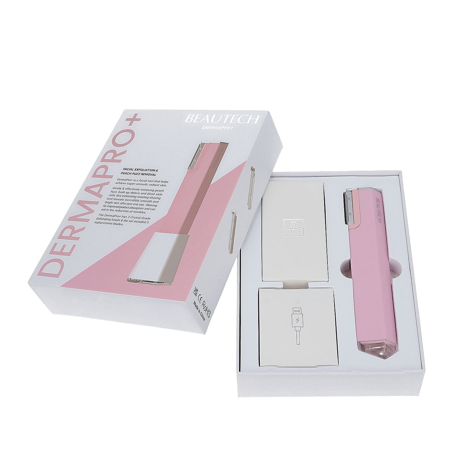 BEAUTECH- 2 in 1 Dermaplaning and Microdermabrasion Device (Includes 2 Exfoliating Heads and 4 Hair Removal Heads)