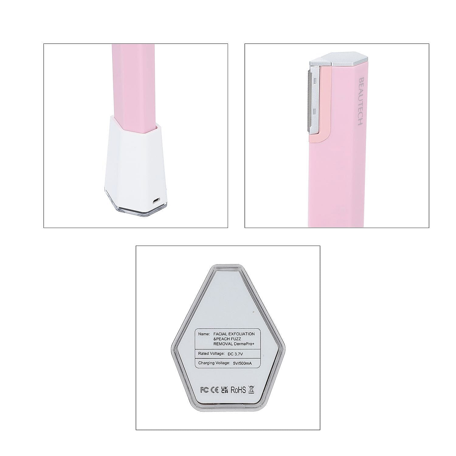 BEAUTECH- 2 in 1 Dermaplaning and Microdermabrasion Device (Includes 2 Exfoliating Heads and 4 Hair Removal Heads)