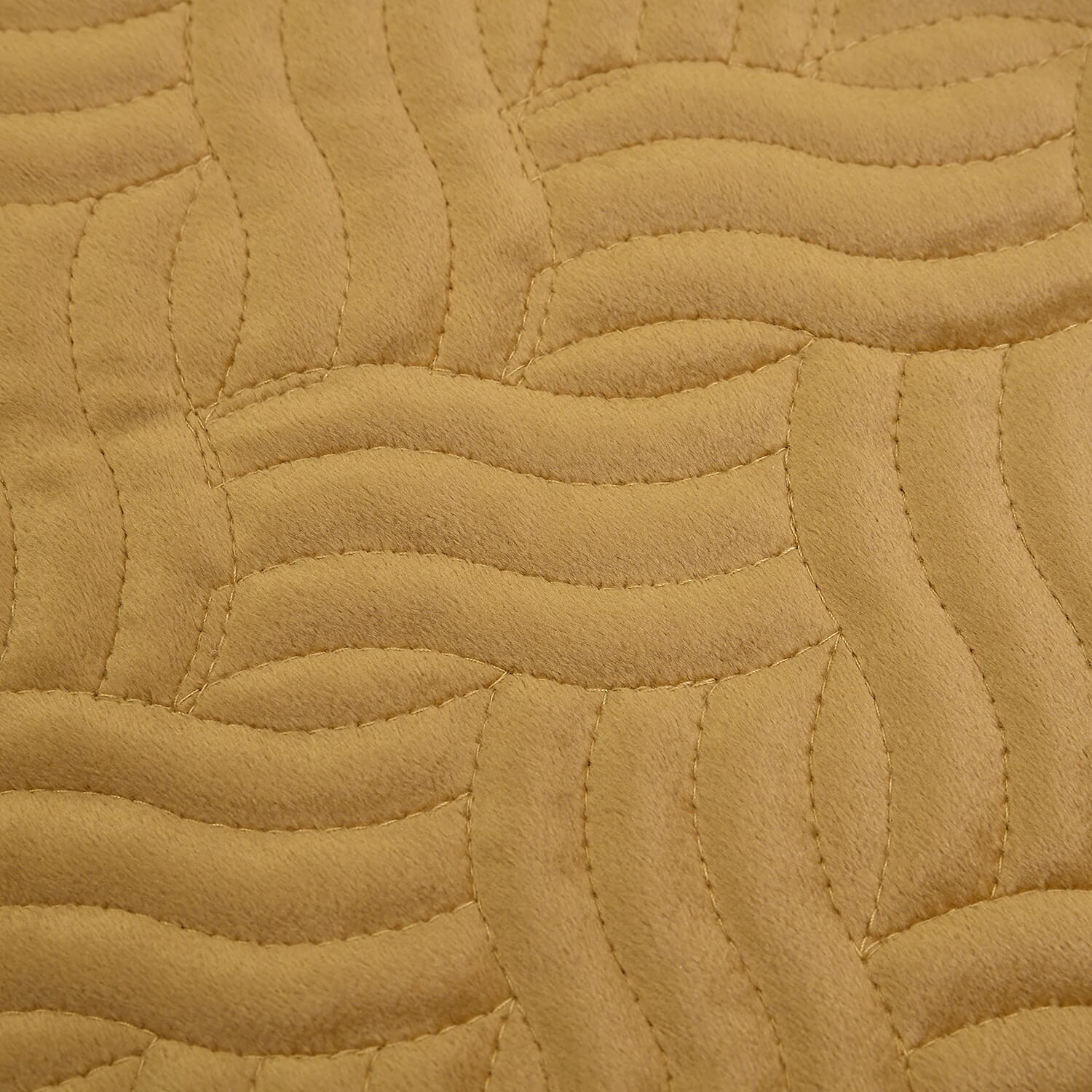 3 Piece Set - 1 Quilt Stitching and 2 Pillow Case - Gold