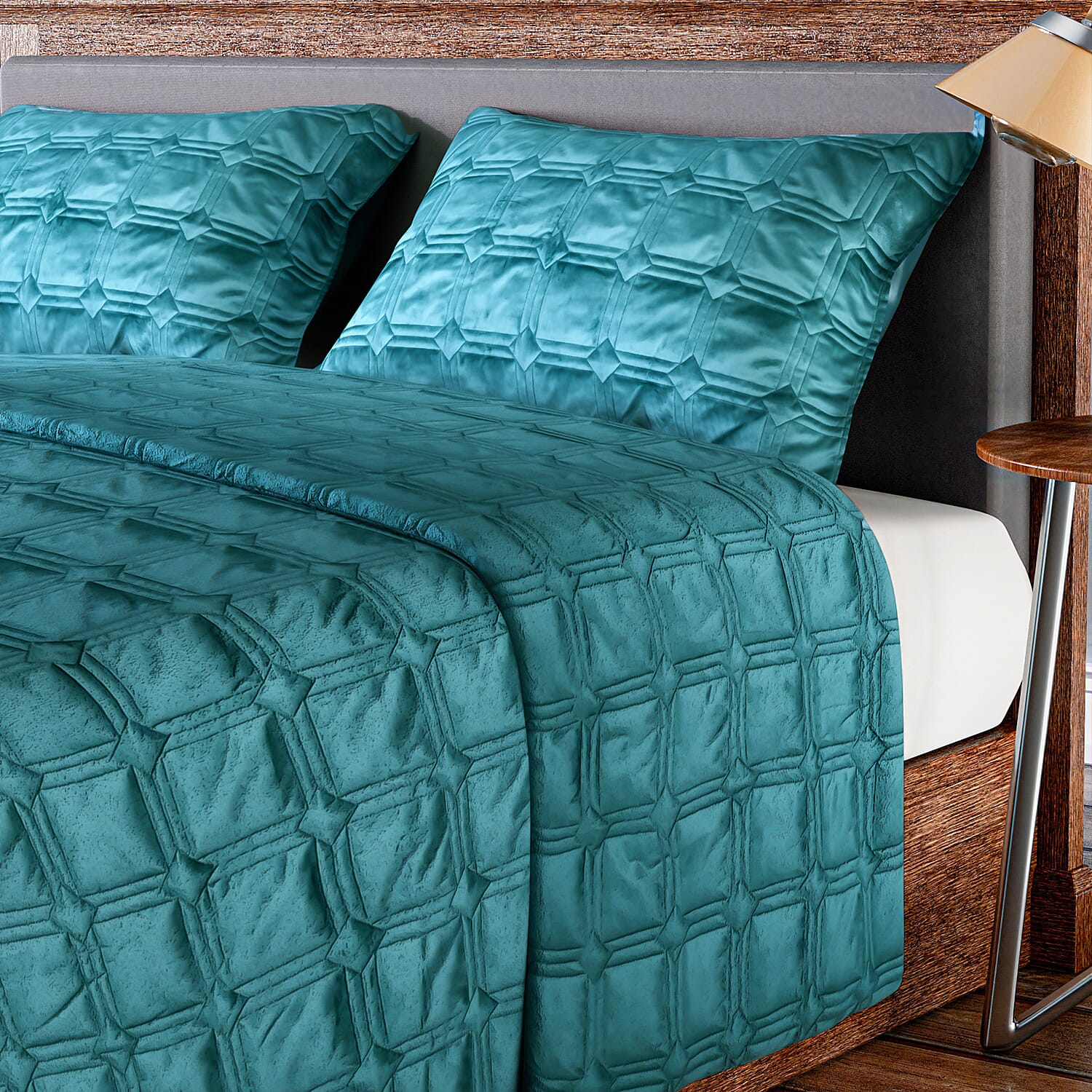 3 Piece- Super Luxurious Velvet Style Quilt and Pillowcases (Size 235 Cm) - Teal
