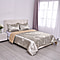 3 Piece Set - Abstract Pattern Satin Jacquard 1 Comforter and 2 Pillow Case - Light Brown & Silver